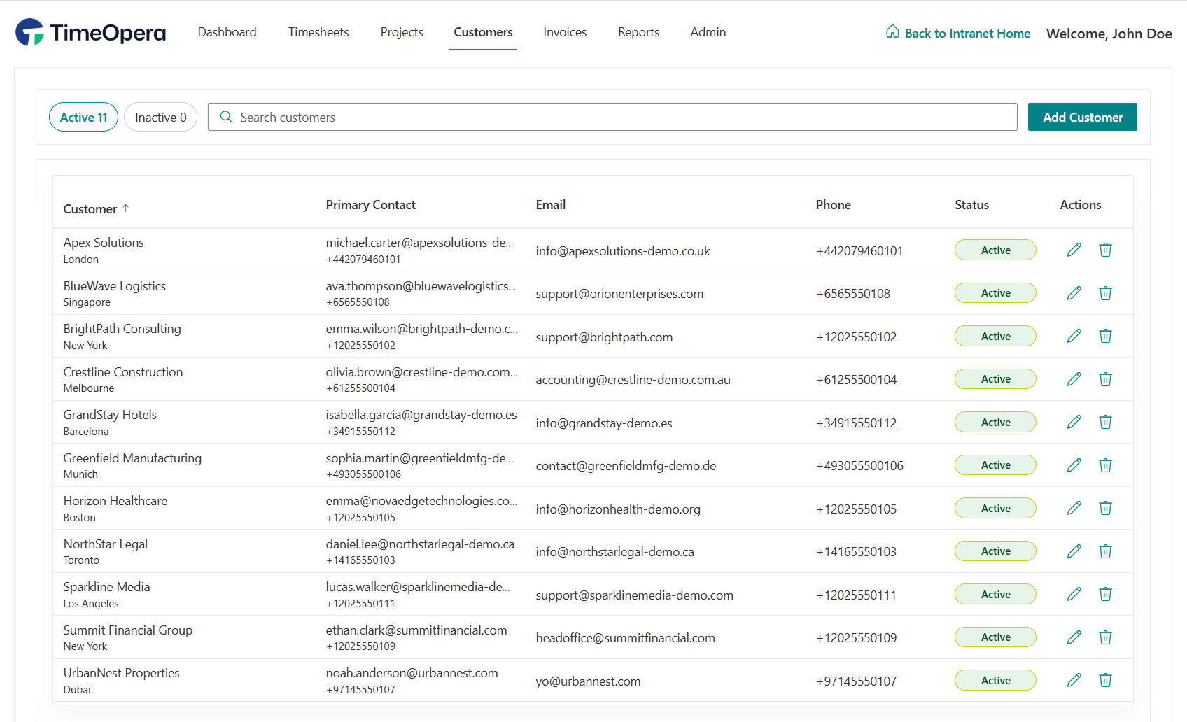 TimeOpera Customer & Rate Management