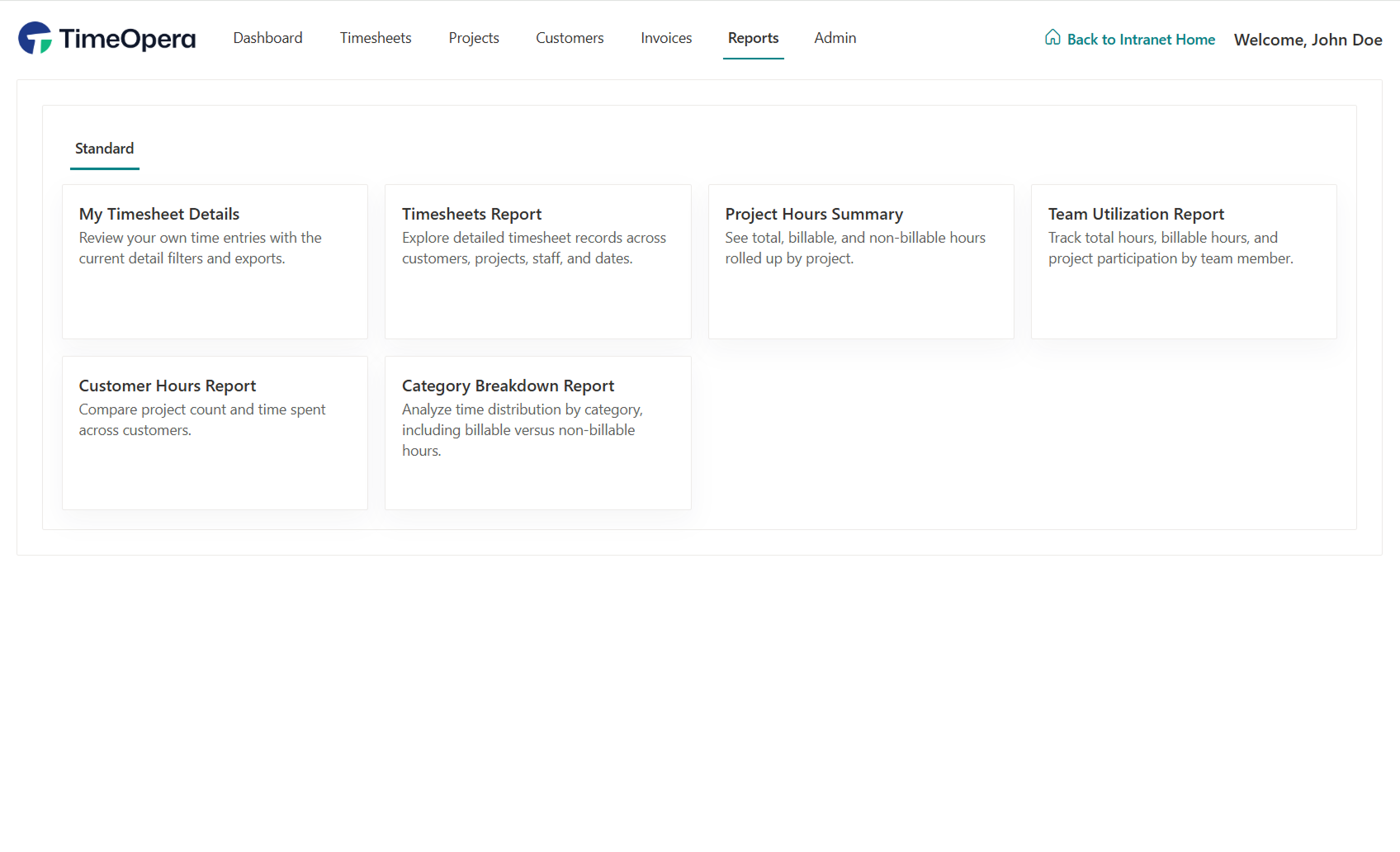 TimeOpera Project & Utilization Reports