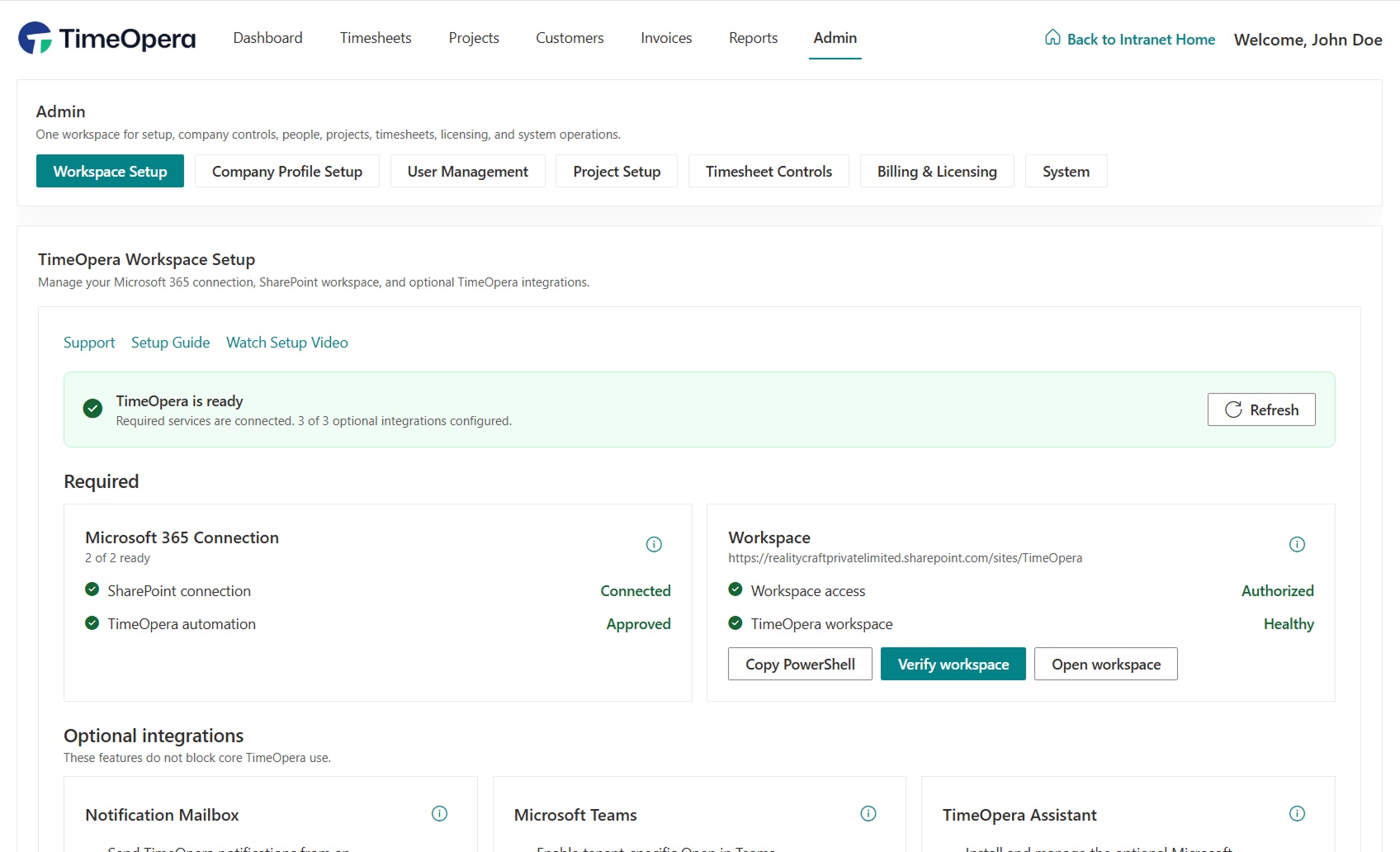 TimeOpera SharePoint Site Security & Admin