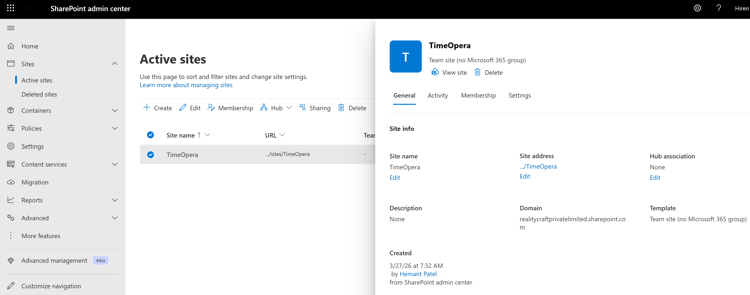 SharePoint Site Screenshot